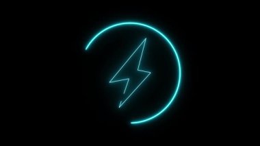 Hızlı hızlı elektrik hareketi. Dinamik güç efektleri olan neon dairesel animasyon. Teknoloji enerji animasyon döngüsü. Dijital ve arayüz görselleri için parlayan cıvata sembolü.