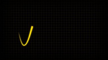 Animasyon kalp atışı ritmi çizgisi. Altın sinüs ızgarası koyu arkaplan soyut döngü. Sarı altın çizgili osiloskop animasyonu. EKG kalp atışı nabız ritmi pürüzsüz koyu arkaplan.