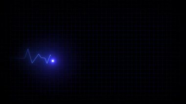 Canlandırılmış neon mavisi EKG darbesi. Tıbbi teknoloji kardiyoloji ritmi kusursuz hareket grafikleri. Döngülü kalp atışı ritmi animasyonu. Mavi parıldayan EKG nabız kardiyolojisi dijital sağlık sistemi.