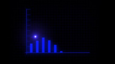 Mavi neon çubuk grafik animasyonu. İş başarısı ve teknolojik gelişim görsel döngü. Canlandırılmış mavi çizelge. Şirket pazarlama ve finansal veri büyümesi görselleştirmesi.