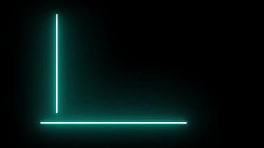 Cyan finans grafik döngüsü. Büyüme gerileme çizelgesi. Canlandırılmış neon cyan grafik. Teknik finans hareketi. Dijital Cyan bar çizelgesi. Soyut istatistik döngüsü.