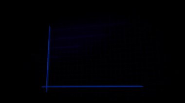 Finansal büyüme soyut mavi neon çizelgesi dijital teknoloji yenilikleri yükselme eğilimi. Mavi neon çubuk grafik animasyon iş ekonomisi yatırım pazar istatistik görselleştirme.