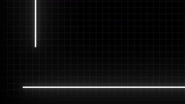 Finansal büyüme iş verileri bar grafik çizelgesi beyaz neon parlak çizgiler koyu arkaplan. Beyaz neon ışıklı çizgiler çubuk grafik animasyonu koyu arkaplan stok görüntüsü sunumu.