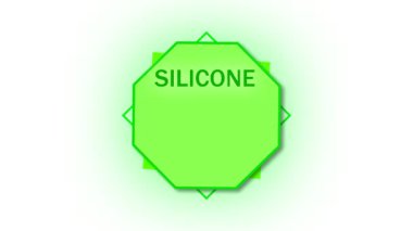 Silikonsuz etiket hareketi grafiği. Ticari görseller için organik sağlık markası. Animasyon silikonsuz yeşil simge. Doğal yapraklı çevre dostu ürün etiketi.