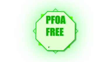 PFOA ücretsiz etiket animasyonu. Temiz enerji ve çevre dostu ürün pazarlama görselleri. Yeşil PFOA serbest amblem hareketi grafiği. ESG sürdürülebilir markalaşma ögesini hizaladı.