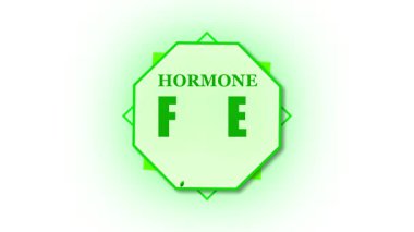 Yeşil hormon serbest amblem hareketi grafiği. Zenginlik damgası için kusursuz döngü videosu. Animasyon hormonsuz rozet. Temiz ürün pazarlaması için çevre dostu tasarım unsuru.