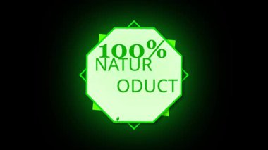 Yeşil ekolojik ürün logosu animasyonu. Yeşil ekranlı sürdürülebilir pazarlama ve reklam. Canlandırılmış doğal ürün rozeti. Çevre dostu yeşil renk hareket grafikleri arka planına sahip etiketi bırakır.