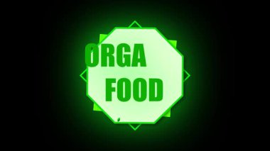 Yeşil yapraklı doğal ürün etiketi animasyonu ve modern tüketiciler için sağlıklı beslenme mesajı. Vejetaryen ve vejetaryen promosyonu için yeşil temalı çevre dostu organik gıda etiketi animasyonu.
