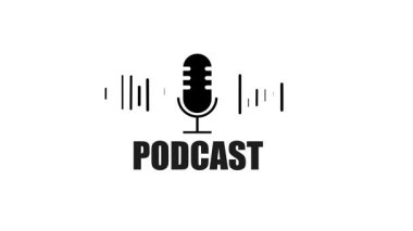 İçerik yaratıcıları ve televizyon yayınları için dijital podcast giriş animasyonu. Ses dalgaları ve radyo programları için mikrofon içeren hareketli grafik tasarımı.