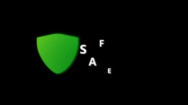 Ticari finans başarısı güvenli anlaşma onaylı hareket grafikleri döngüsü. Yeşil kalkan kontrol işaretli güvenli aktarım animasyonu.