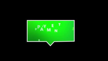 Mali işlem onay animasyonu. Güvenlik ve garanti için yeşil kalkan grafiği. Ödeme koruma ikonu animasyonu. Güvenli bankacılık ve finans için kontrol işaretli dijital varlık.