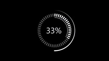 Yüzde gösterge animasyonu yükleniyor. Kusursuz siyah arkaplanı olan asgari tasarım. Beyaz noktalı canlı ilerleme çemberi. Arayüz ve uygulama geliştirme için mükemmel.
