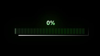 İlerleme çubuğu yükleme animasyonu. Kusursuz döngü arkaplanı olan dijital arayüz. Gelecekçi HUD yükleme ekranı. Veri aktarımı tasarımı ile yüzde 35 ilerleme çubuğu.