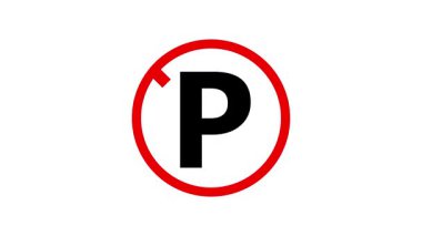 Modern döngü, kırmızı kenarlı park işareti animasyonu yok. Sosyal medya içeriği, bilgi grafikleri ve uyarı iletileri için tasarlandı.