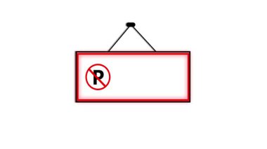 Kırmızı ve beyaz, park işareti yok. Şehir trafik uyarıları, ulaşım uyarıları ve televizyon projeleri için mükemmel..