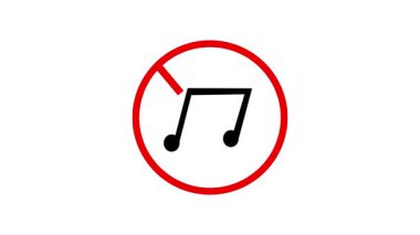 Kırmızı daireli müzik yasağı işareti animasyonu yok. Yayın televizyonu, çevrimiçi uyarılar ve kusursuz hareket geçmişi için mükemmel..