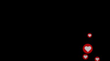 Canlandırılmış kalpler yüzüyor. Aşk, sosyal medya ve romantik bilgilendirme döngüsü için kırmızı beyaz simgeler. Animasyon kalp simgeleri kırmızı beyaz. Sevgililer Günü romantizm uygulaması gibi sosyal medyayı seviyorum..