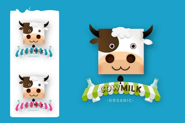 Nek Süt Çiftliği Logo Tasarım Vektör Şablon Kümesi Etiket Etiket — Stok Vektör