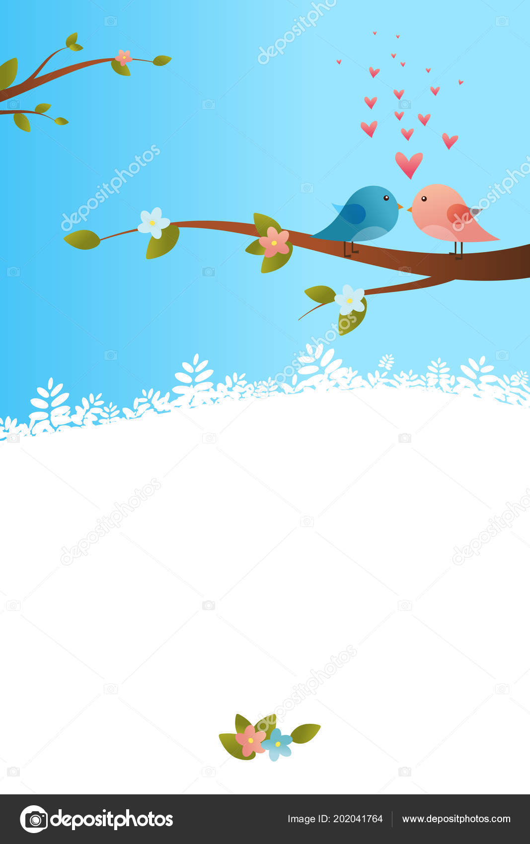 Couple Oiseaux Personnage Dessin Animé Amour Oiseau Oiseau