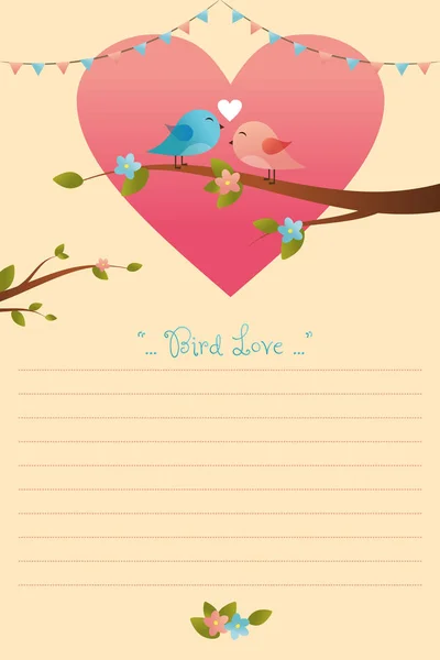 Couple of birds in love bird cartoon character.Bird on a branch.Cute Bird on a tree. Card Vector illustration on white background.