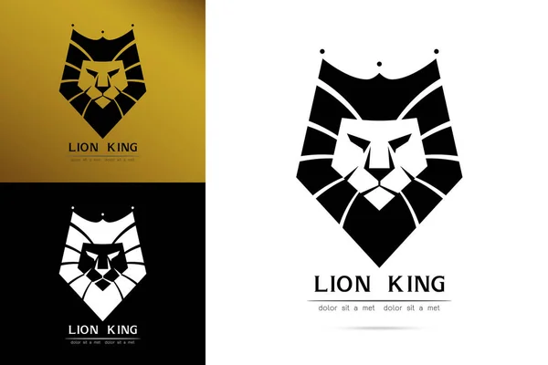 Стилизованное Изображение Изящного Логотипа Иконки Логотипа Короля Льва Набор Львиной — стоковый вектор