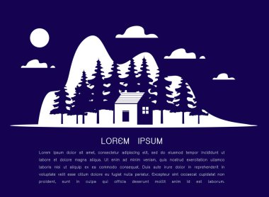 Kır evi veya emlak ajansı veya ekoloji ev kavramı mavi ev simgesini. Çiftlik yeşil orman veya woodlands park için şirket tasarlanması peyzaj vektör izole sembolü