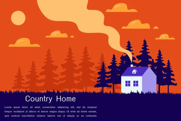 Beautiful Home, row of houses by the hill with trees, nature landscape,village countryside scene modern flat design vector illustration — Stock Illustration Beautiful Home Row Houses Hill Trees Nature Landscape Village Countryside Stock Illustration