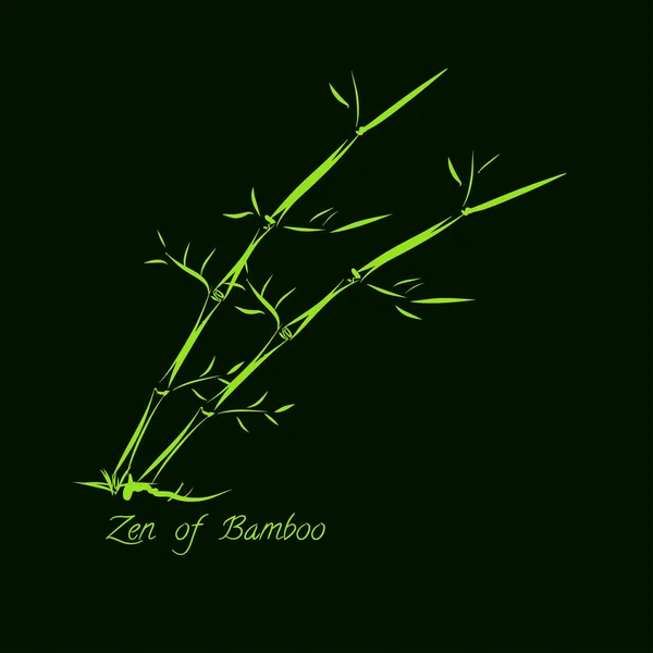 Bambushintergrund Bambusstämme Mit Blättern Auf Grünem Hintergrund Von Hand Gezeichnet — Stockvektor