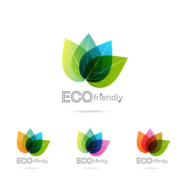Zelená Listová Návrh Loga Čtyři Listy Zdraví Ekologické Logo Zelený — Stockový vektor