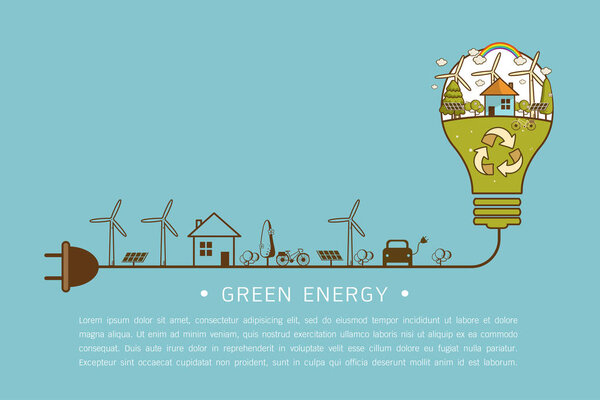 Векторная иллюстрация экодома с ветряной турбиной, велосипедом, солнечной батареей и деревьями. Предпосылки для спасения Земли. Экологический знак, знак вторичной переработки для экологии, охраны природы и концепции загрязнения
.