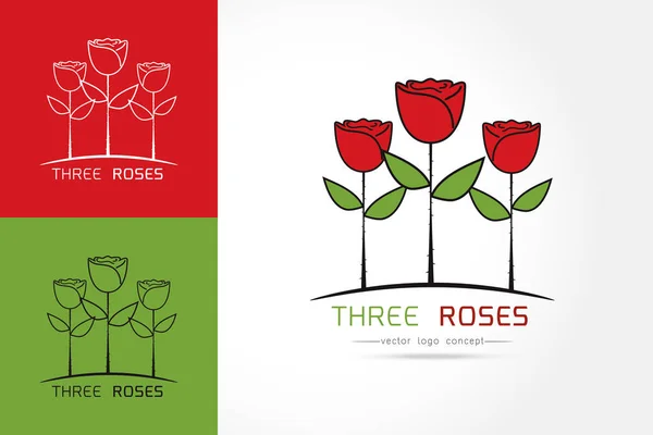 设置玫瑰花标志设计 简单的玫瑰标志模板在白色背景向量例证 — 图库矢量图片