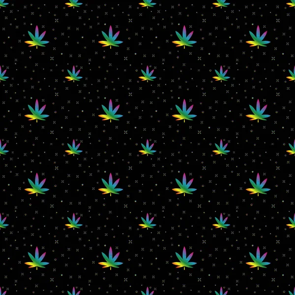 Patrón Sin Costura Cannabis Patrón Floral Marihuana Hoja Plana Hierba — Vector de stock