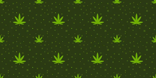 Ilustración de vectores de patrones sin costura de cannabis — Vector de stock