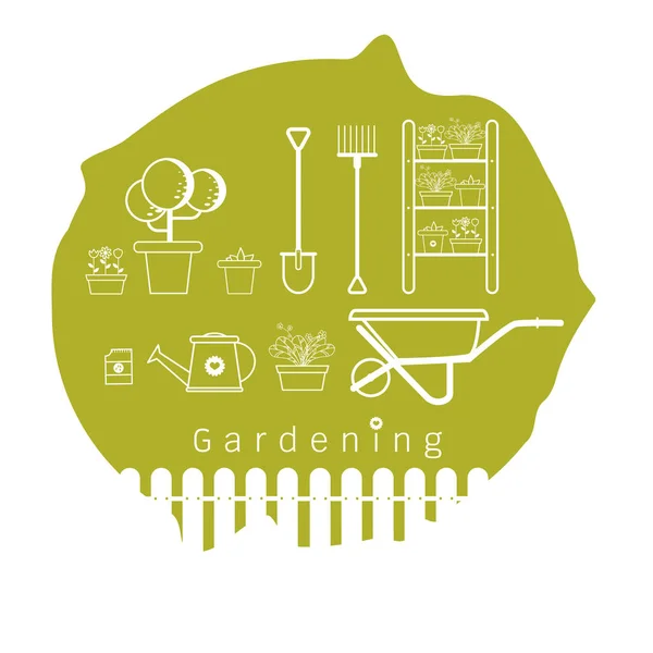 Bahçe Veya Tarım Kavramı Bahçe Aletleri Simgesi Başlık Sayfası Veya — Stok Vektör