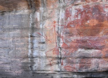 Ubirr, Avustralya - 15 Haziran 2018: Aborijin Art rock tarih. Ubirr Doğu timsah bölge yerli rock sanat için bilinen Northern Territory Avustralya'da Kakadu Milli Parkı.