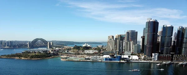 Vue Aérienne Port Sydney Harbour Bridge Avec Quartier Financier Barangaroo — Photo