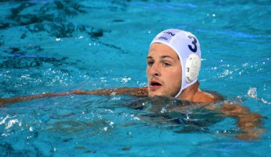 Budapeşte, Macaristan - 25 Temmuz 2017. Manhercz Çaça55 (3) Macar waterpolo oyuncu. Fina Waterpolo Dünya Şampiyonası 2017 yılında Alfred Hajos yüzme merkezinde düzenlendi.