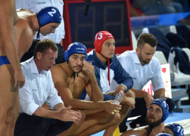 Budapeşte, Macaristan - 27 Temmuz 2017. Marcz Tamas koçu ve Macar erkek su takımı tatilinde. Fina Waterpolo Dünya Şampiyonası, yarı final.