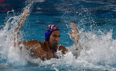Budapeşte, Macaristan - 27 Temmuz 2017. Krapic Ivan (Cro, Cap 10). Fina Waterpolo Dünya Şampiyonası, yarı final.