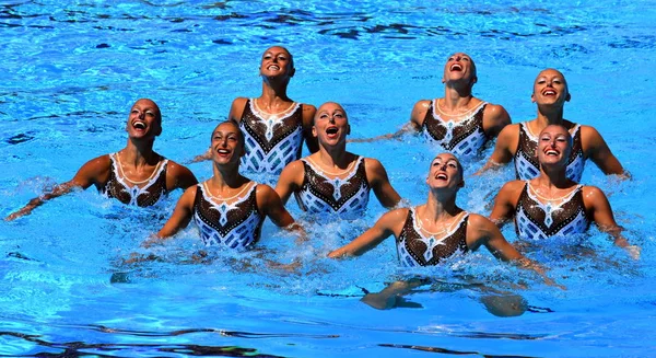 Budapeszt Węgry Lip 2017 Pływanie Synchroniczne Team Włochy Wykonywania Rutynowych — Zdjęcie stockowe