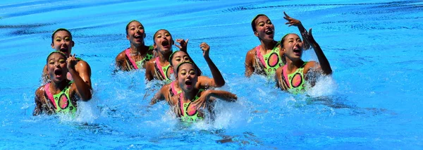 Budapest Hungary Jul 2017 Synchronized Swimming Team Japan Performing Synchronized — Stock Photo, Image