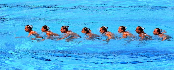 Budapest Hungary Jul 2017 Synchronized Swimming Team Italy Performing Synchronized — Stock Photo, Image