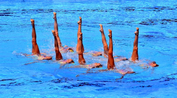Budapešť Maďarsko Červenec 2017 Synchronizované Plavání Tým Španělsko Provádění Synchronizovaného — Stock fotografie