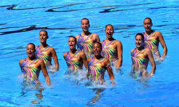 Budapest Hongarije Juli 2017 Synchroonzwemmen Team Spanje Het Uitvoeren Van — Stockfoto