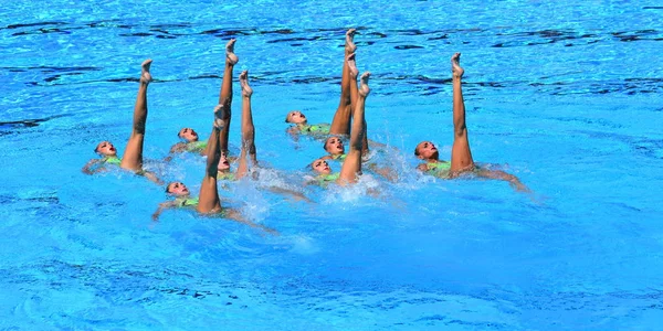 Budapest Hungary Jul 2017 Synchronized Swimming Team Ukraine Performing Synchronized — Stock Photo, Image