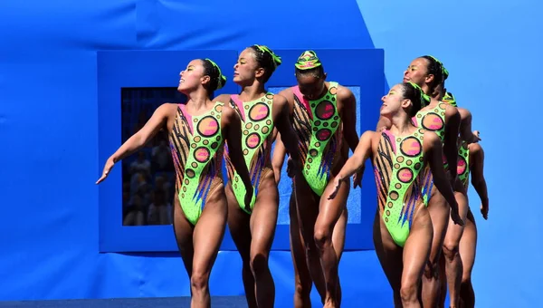 Budapest Hungary Jul 2017 Synchronized Swimming Team Japan Performing Synchronized — Stock Photo, Image