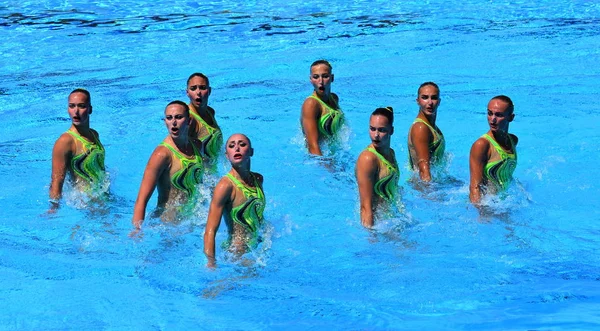Budapest Hongarije Juli 2017 Synchroonzwemmen Team Oekraïne Het Uitvoeren Van — Stockfoto