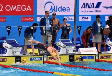 Budapeşte, Macaristan - 26 Temmuz 2017. Campbell Bronte (Aus) 4x100m karma karışık geçiş son. Duna arenada Fina yüzme Dünya Şampiyonası düzenlendi.