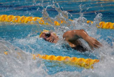 Budapeşte, Macaristan - 26 Temmuz 2017. 200 m serbest stil Final rekabetçi yüzücü Mckeon Emma (Aus). Duna arenada Fina yüzme Dünya Şampiyonası düzenlendi.