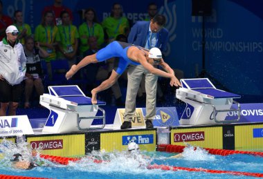 Budapeşte, Macaristan - 27 Temmuz 2017. Zsuzsanna (Hun) kadın 4x200m serbest son Jakabos. Duna arenada Fina yüzme Dünya Şampiyonası düzenlendi.